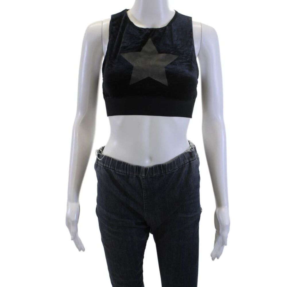 Ultracor Womens Velvet Stars Print Sports Bra Black Size Large